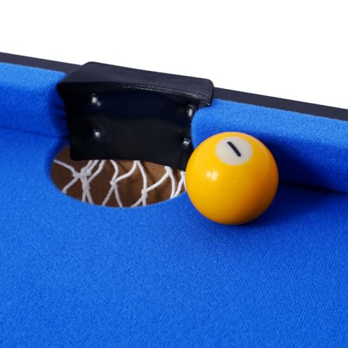 5-in-1 Multi-Game Table - Billiards, Push Hockey, Foosball, Ping Pong, and Basketball Black/Blue - color: Black + Blue Tablecloth