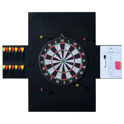 Dart Board Wall Protectors Multi-Functional Set with Scoreboard,Scoring Marker&Dart Holder Bag One-Piece Felt Panel Design Easy to Install,Safe Protection 35.4"x23.6"x0.5" Black Felt Dartboard