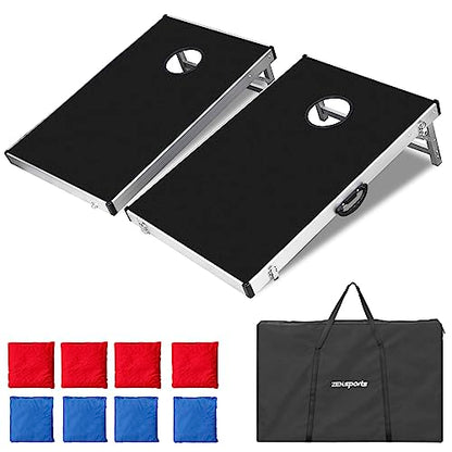 ZENY Cornhole Set 3x2 ft, Portable Corn Hole Boards, Outdoor Backyard Game for Adult Family, Foldable Aluminum Cornhole Boards