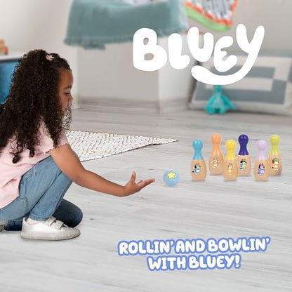 Bluey Wooden Bowling Set – Skittle Game with 6 Character Wooden Bowling Pins, Durable Toy for Kids Ages 3+, Indoor & Outdoor Play - style: Bowling Skittles
