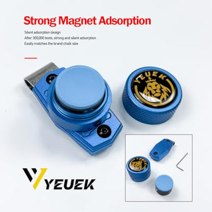 TAOM Pool Chalk Holder Round Shaped Practical Tool Billiards Accessories Magnetic Mini Chalk Tip Case Container Round Box Billiards - color: 3-Metal-Blue and Clip