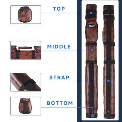 GSE Games & Sports Expert 2x2 Deluxe Hard Billiard Pool Cue Stick Carrying Case, Billiard Cue Case, Billiards Accessories (Several Colors Available) - color: Square - Brown