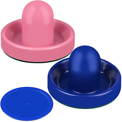 ONE250 Air Hockey Pushers and Red Air Hockey Pucks, Goal Handles Paddles Replacement Accessories for Game Tables (4 Striker, 4 Puck Pack) - color: Pink & Blue