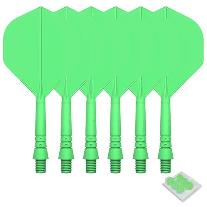 CyeeLife 6pcs Molded Dart Flights and Shafts,one Piece Integrated Accessory Black/White/Blue/Red 2BA CF02A,S/M/L - color: Green