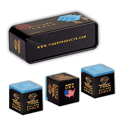 TigerProducts Tiger Pool cue Billiard Chalk - Blue - Pack of 3