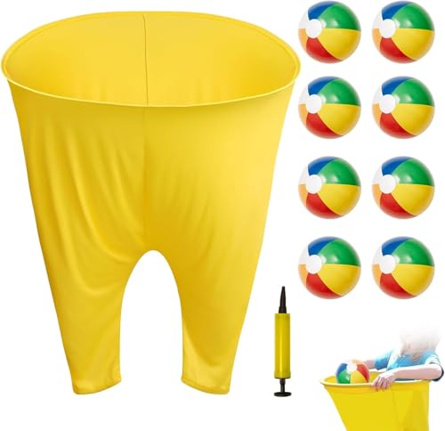 Granny Pants Yard Game, Giant Outdoor Tossing Game with Metal Ring & 8 Bouncy Balls + Air Pump, Easter Spring Funny Party Game for Family Backyard Team Building Field Day Adult Reunion(Yellow)