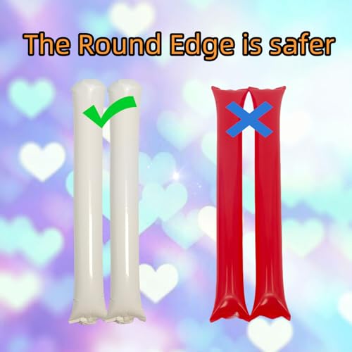 48pcs Round Head Boom Sticks Thunder Sticks Cheering Sticks Team Spirit Plastic Cheerleading Spirit Stick Clapper Inflatable Noise Maker Sports Supply (White) - color: White