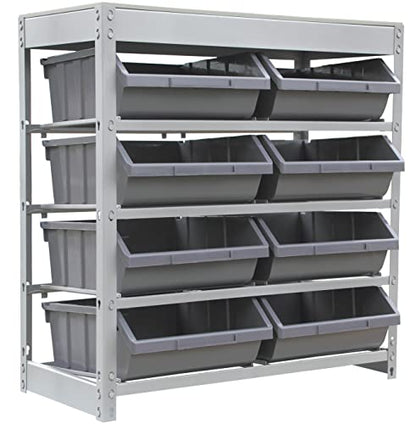 King's Rack Bin Rack Boltless Steel Storage System Organizer with Plastic Bins (4 Tier - 8 Bin) - size: 4 Tiers - 8 Bins