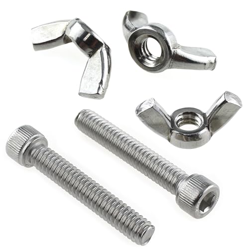 10 Sets Stainless Steel Pottery Bat Pins 10 Each of British Butterfly Nuts 1/4-20Inch and Hexagon Socket Screws 1/4-20x1-1/2inch for Standard Pottery Wheel Head Replacement Rod Pins