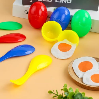 LovesTown Spoon Race Game Set, Egg Relay Race for Kids, with Yolk Outdoor Plastic Eggs Game Birthday Party Favors (Pack of 2) - size: Small (Pack of 2)