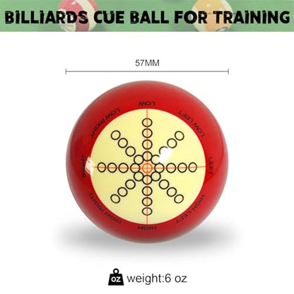 Pool Cue Ball 2-1/4" Standard Size Billiard Cue Ball Replacement for Training - color: Red&White