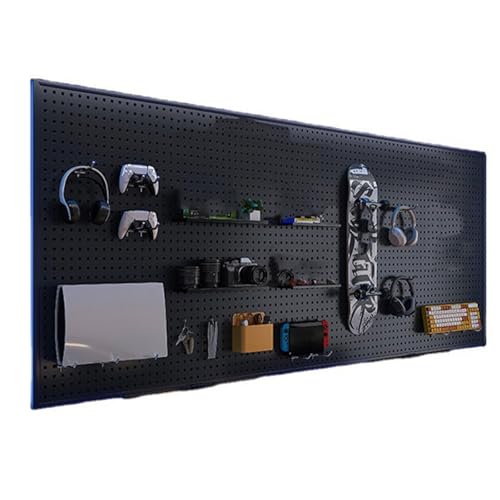 FORRTY Pegboard Combination Kit, Gaming Station Peg Board,Wall Game Controller Holder,Headset Stand,Wall Mount Pegboard,desk Pegboard With 10 Hook,strong Load-bearing Capacity(Black,100x30cm(39.4X11.8 - color: Black, size: 100x30cm(39.4X11.8in)