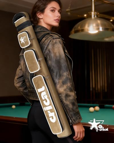 CRICAL Pool Cue Case 2x4 Hard Pool Stick Case Holds 2 Butts and 4 Shafts for Adults Billiard Cue Case with Soft Shoulder Straps - color: Yellow