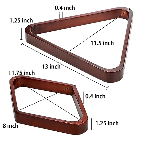 TOPZEA Set of 2 Wooden Billiard Ball Racks, Vintage Solid Wood 8-Ball Triangle Ball Rack 9-Ball Diamond Rack Set Table Pool Balls Racks for Standard 2-1/4" Balls, Snooker, Pool Table Accessories