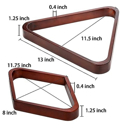 TOPZEA Set of 2 Wooden Billiard Ball Racks, Vintage Solid Wood 8-Ball Triangle Ball Rack 9-Ball Diamond Rack Set Table Pool Balls Racks for Standard 2-1/4" Balls, Snooker, Pool Table Accessories
