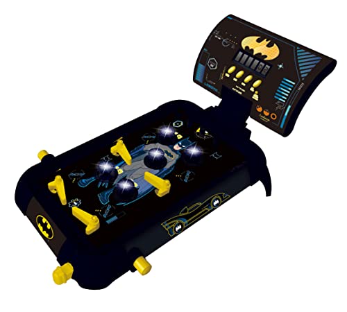 LEXiBOOK Batman Electronic Pinball Machine, Fun Sounds and Light Effects, 5 Obstacles, Works with 3 LR14 Batteries, Black/Yellow, JG610BAT - style: Batman