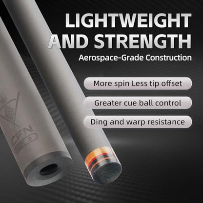 58" Carbon Fiber Pool Cue Stick - Elegant Design Billiard Cue for Adults, Low Deflection Pro Shaft with 11.8mm Tip, 3/8-8 Joint - color: Space Silver