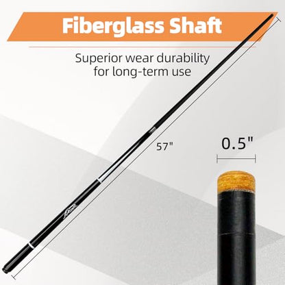 57 Inch Pool Cue Stick - 13mm Fiber Ferrule Tip, Maple Birch Wood Billiard Cue with Chalk & Glove | Explosion-Proof Joint for Home, Bar, Billiard Hall - style: Single leopard pattern carbon rod