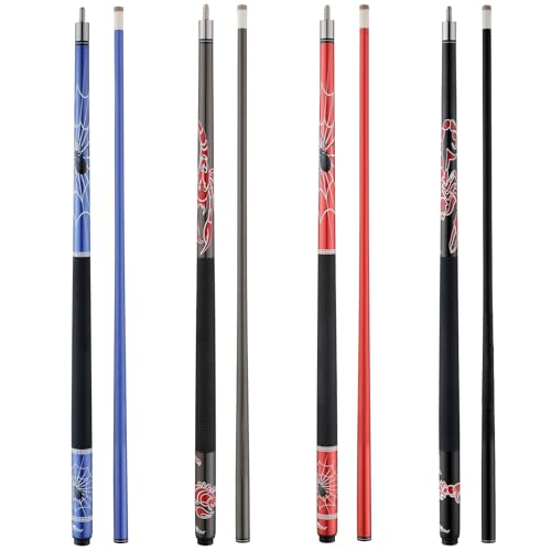 HMQQ 58" 2-Piece Fiberglass Graphite Composite Billiard Pool Cue Sticks (Several Colors Available, Weight from 19oz 21oz) - color: Multi Colors, style: set of 4 19oz