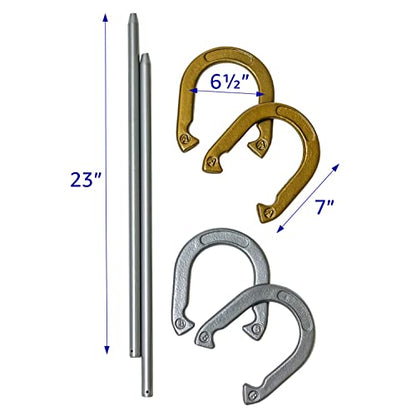 Pro Horseshoe Set - Powder Coated Steel with Carry Case by Trademark Innovations - color: Gold and Silver