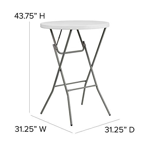 Flash Furniture Elon 2.6-Foot Round Granite White Plastic Bar Height Folding Tables, Set of 8 - color: White, size: 32" Round - Set of 8
