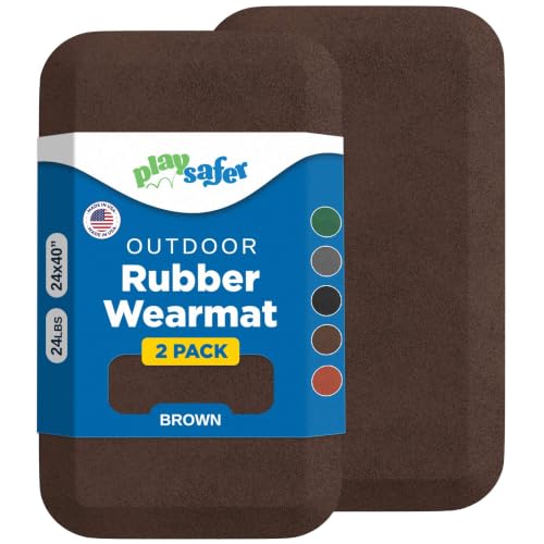 Playsafer Playground Safety Rubber Wearmat for Swingsets and Slides - 1" Thick X 24" W X 40" L (2 Pack, Brown) - color: Brown, size: 2 Pack (40" L x 24" W x 1" Thick)