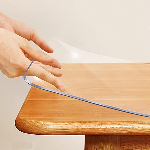 1.5mm Thick 12x32 Inch Clear PVC Table Protector Crystal Plastic Desk Protector for Night Stand Office Computer Desk Clear Tablecloth Protector for Side Table End Table Dresser Rectangular Waterproof - color: Clear, size: 12"x32"