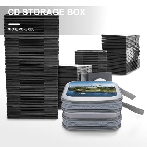 Golf Yacht Club DVD Case Large Storage Disc Wallet Bag Portable CD Case Holder 40 Capacity Hard Plastic Disc Cases Storage Binder DVD Case Wallet for Car Home Office Travel
