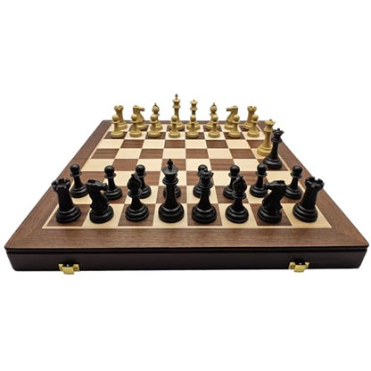 18" Wooden Chess Set,Folding Storage Wooden Chess Board Sets, Large Chess Board Sets, Premium Board Games Chess Set for Adults and Kids Chess Enthusiasts