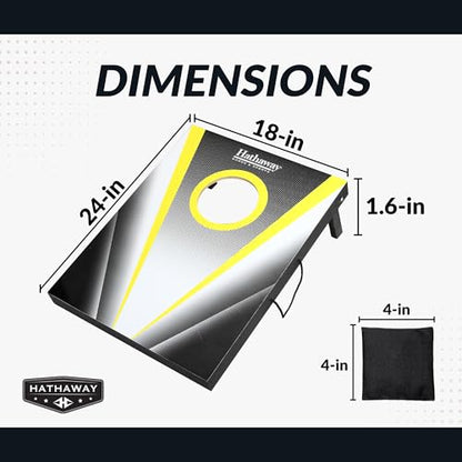 Hathaway Compact Cornhole Bean Bag Toss Game Set – Includes 2 Target Boards, 8 Bean Bags in Black and Yellow, and Carrying Case – Portable Cornhole Board Set for Outdoor Games