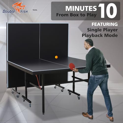 Foldable 9-Foot Mid-Size Ping Pong Table with Net, 2 Paddles and 3 Balls for Indoor Games