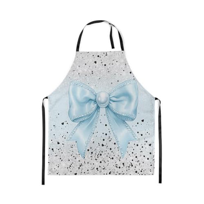 Manfei Blue Bowknot Kids Kitchen Apron - color: Black Blue