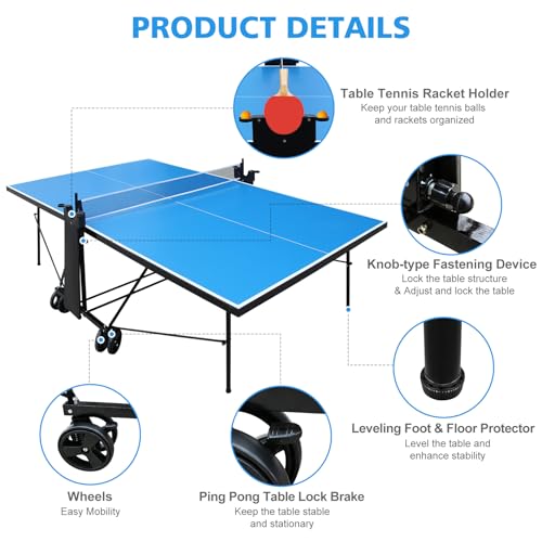 9×5FT Outdoor Ping Pong Table with Waterproof Table Tennis Net Set - Quick Assembly - All Weather Aluminum Composite Surface - Tournament Quality - Indoor & Outdoor Compatible