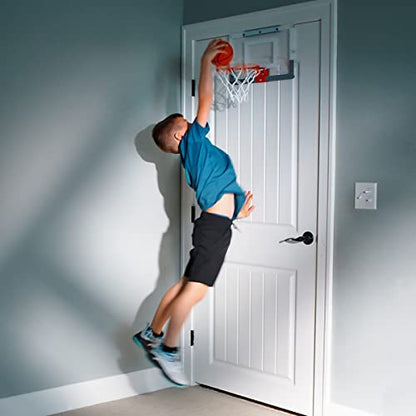 Spalding Mini Indoor Basketball Hoop with Ball, Over the Door Mount, Durable Backboard & Breakaway Rim