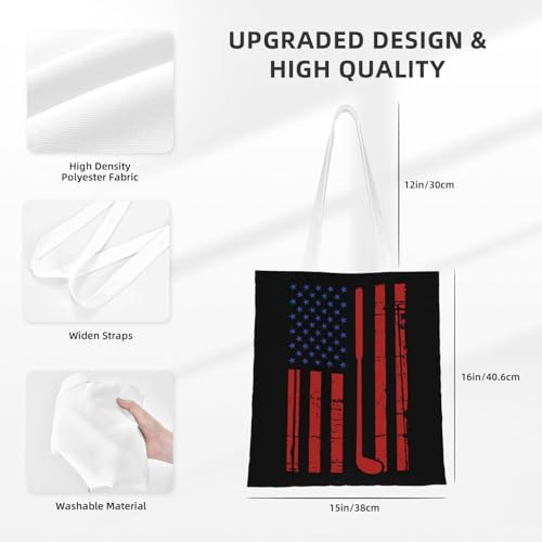 NIENIE Disk Golf Usa Flag Tote Bag for Women Shopping Bags Reusable Large Capacity Casual Shoulder Handbags DIY Gift Bags Cute Canvas Tote Bag