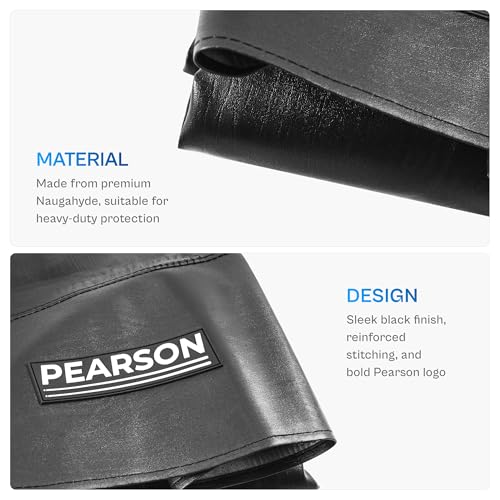 Pearson 8-Foot Pool Cover – Heavy-Duty Waterproof Billiard Cover for Indoor/Outdoor Use – Black Leatherette Tear-Resistant Naugahyde – Essential Pool Table Accessories for Billiards Setup