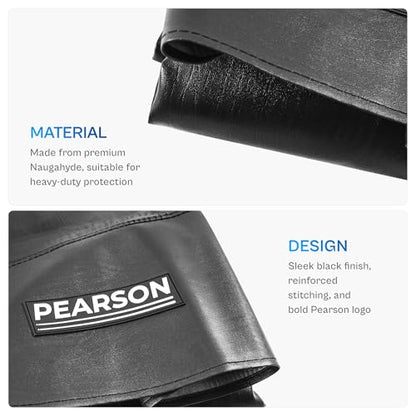 Pearson 8-Foot Pool Cover – Heavy-Duty Waterproof Billiard Cover for Indoor/Outdoor Use – Black Leatherette Tear-Resistant Naugahyde – Essential Pool Table Accessories for Billiards Setup