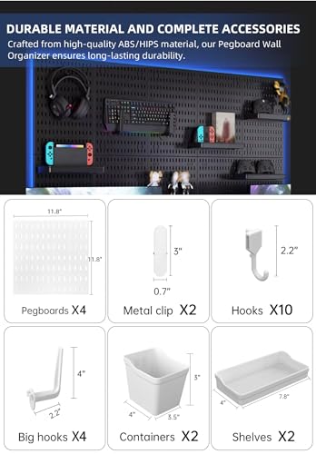 Revamp Your Space With A Versatile Pegboard Kit - Effortlessly Organize Home, Office, And Gaming Setup With Customizable Hanging Solutions (White)