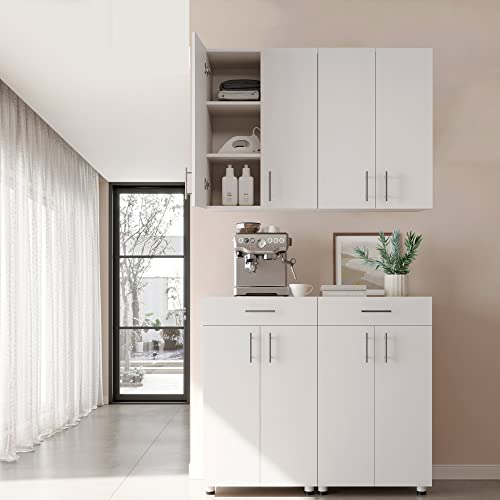 24 x 33 Inch Wall Cabinet set of 1, Kitchen Wall Mounted Wooden Storage Cabinet, Double Door Cabinet with Soft Close, Metal Handle, Adjustable Shelf, for Kitchen, Garage, Laundry, Bathroom, White - color: White