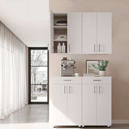 24 x 33 Inch Wall Cabinet set of 1, Kitchen Wall Mounted Wooden Storage Cabinet, Double Door Cabinet with Soft Close, Metal Handle, Adjustable Shelf, for Kitchen, Garage, Laundry, Bathroom, White - color: White