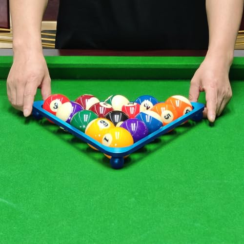 Aluminum Alloy Pool Ball Rack Billiard Ball Triangle Rack for 2-1/4" Pool Balls, Pool Table Ball Holder Positioning Rack - color: Blue