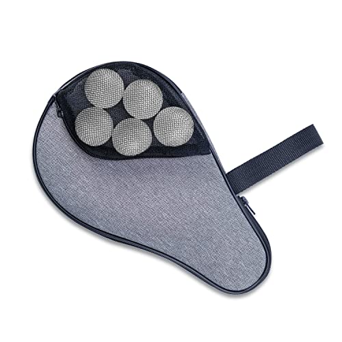 VISEMAN Table Tennis Racket Cover, Ping Pong Paddle Case, Portable Waterproof Table Tennis Bat Bag to Hold 2 Paddles 5 Balls - color: Gray