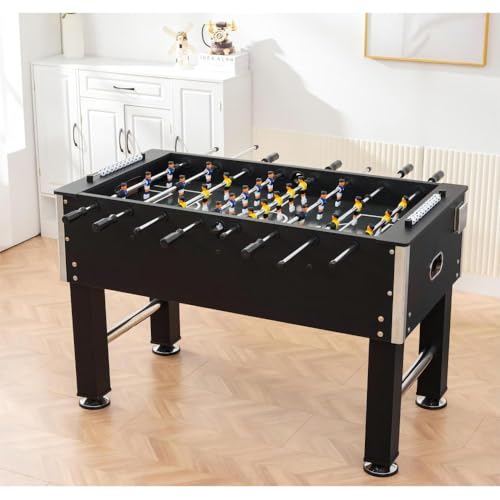 Virubi 54-inch Soccer Table with American Sporty Design, Foosball Football Game Table for Kids Adults, Wooden Steel Construction Black for Indoor Family Dining Room