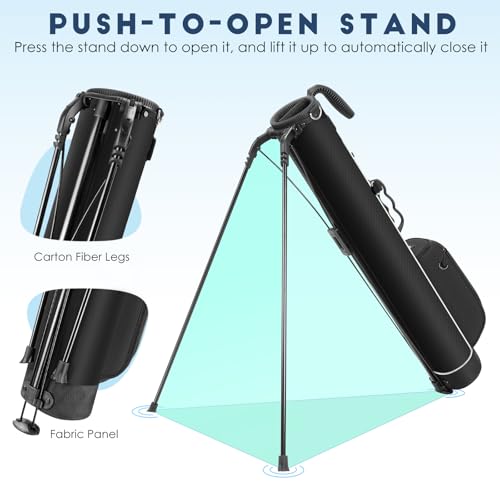 Findway Golf Stand Bag, Upgraded Par 3 Golf Bag Pitch n Putt Small Golf Bag with Ball Holder and Cooler Bag, Lightweight Golf Carry Bag for Men Women - color: Black