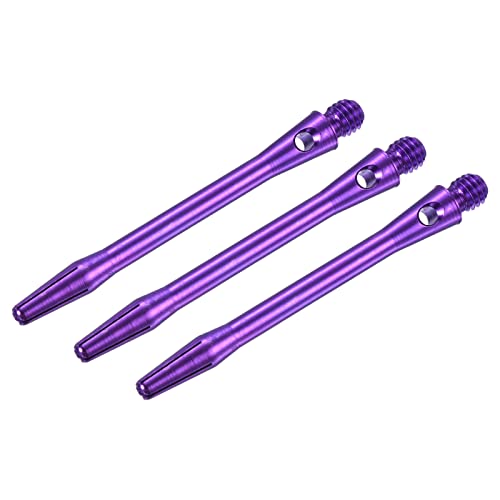 48mm Aluminum Dart Shafts, Medium 2BA Thread Dart Stems Dart Accessories Throwing Fitting for Steel Tip - 3 Pack (Purple)