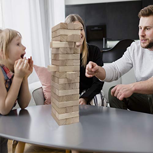 EASYGO PRODUCTS 54 Piece Large Wood Block Stack & Tumble Tower Toppling Blocks Game Great for Game Nights for Kids, Adults & FamilyStorage Bag