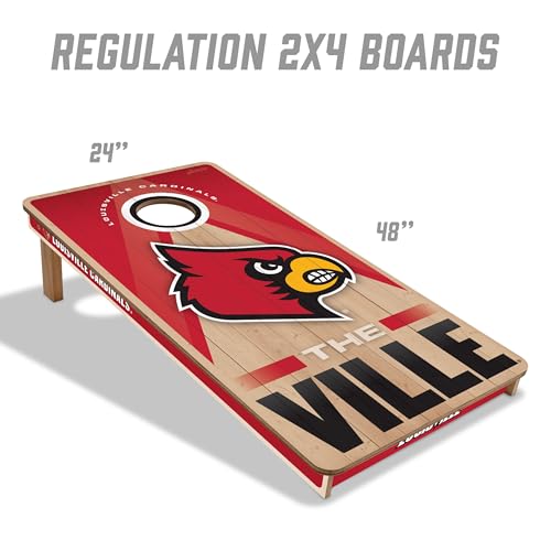 YouTheFan NCAA 2' x 4' Slogan Series Professional Wood Cornhole Game with Logo Bags - color: Louisville Cardinals