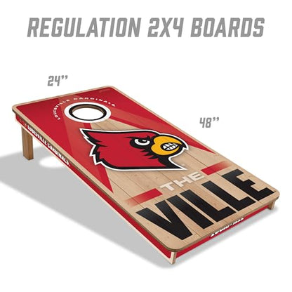 YouTheFan NCAA 2' x 4' Slogan Series Professional Wood Cornhole Game with Logo Bags - color: Louisville Cardinals
