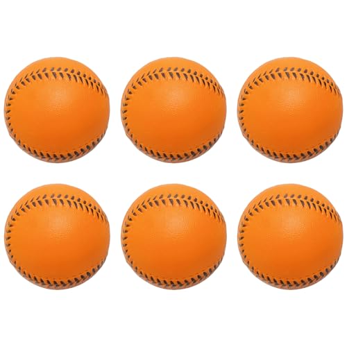 Foam Baseballs Softballs Practice Training Ball for Beginners Hand Exercise Squeeze Ball for Safe Throwing Catching and Batting Practice - color: Orange 6 PCS foam baseballs