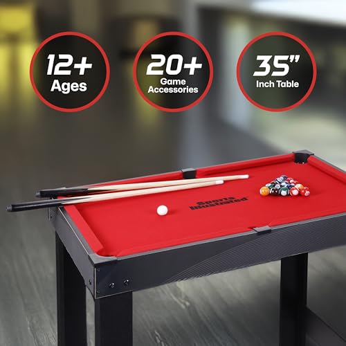 Sports Illustrated - 35" 4-in-1 Multi-Game Table – Foosball, Air Hockey, Table Tennis & Billiards Combo Set with Accessories for Kids, Teens & Family Game Nights